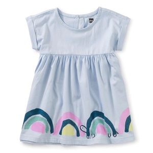 NWT Tea Collection Empire Baby Dress - Vista Blue Turtle Rainbow 9-12 months